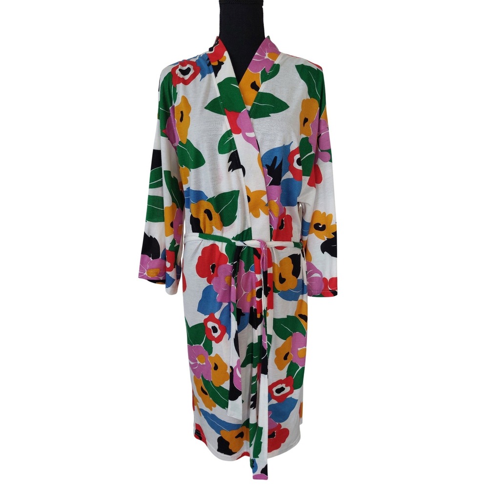 Show Me Your Mumu Floral Robe White‎ Multicolored Wrap Loungewear One Size